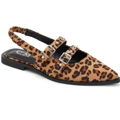 Amelia dame slingback ballerinaer 8316 - Leopard