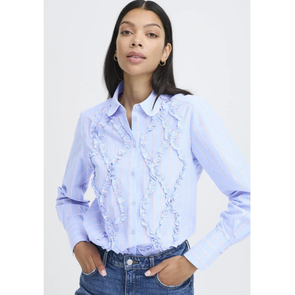 B.young dame skjorte BYXJISOO - Light Blue Stripe