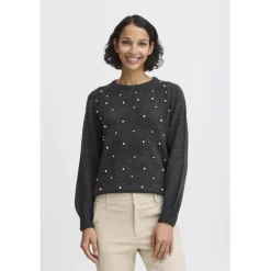 B.YOUNG dame strik BXOKAMA - Dark grey melange