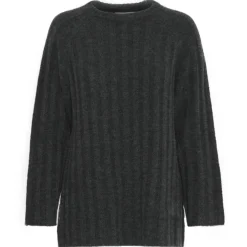 B.YOUNG dame strik BYMARIANNE - Dark grey melange