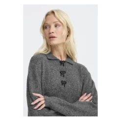 B.young dame strik kjole BYOMEA - Dark grey melange