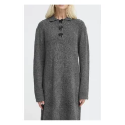 B.young dame strik kjole BYOMEA - Dark grey melange