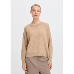 B.YOUNG DAME STRIKTRØJE BYMONNA - Walnut Melange