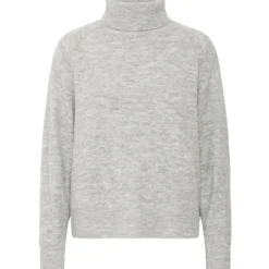 B.YOUNG DAME STRIKTRØJE BYMONNA - Mid Grey Melange