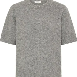 b.young dame striktrøje BYOMEA - Mid Grey Melange