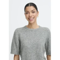 b.young dame striktrøje BYOMEA - Mid Grey Melange