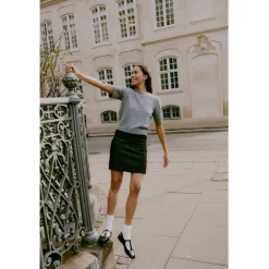 b.young dame striktrøje BYOMEA - Mid Grey Melange