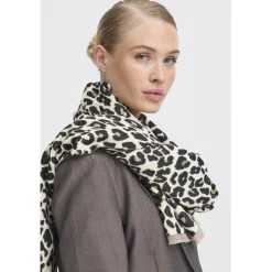 b.young dame tørklæde BYVILEOPARD - Black Mix