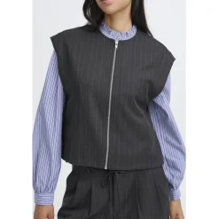 B.Young dame vest BYXDAYO - dark grey pinstripes