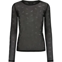 LIBERTÉ dame bluse MESH - BLACK BOW DIAMOND DOT