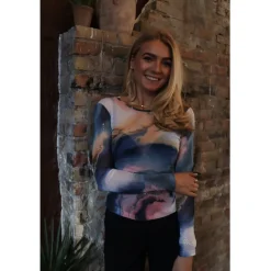 LIBERTÉ dame bluse MESH - BLUE PEACH GOLD MARBLE