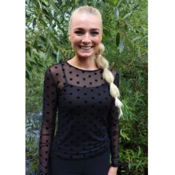 LIBERTÉ dame bluse MESH - BLACK FLOCK HEART
