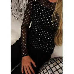 LIBERTÉ dame bluse MESH - BLACK SILVER HEART