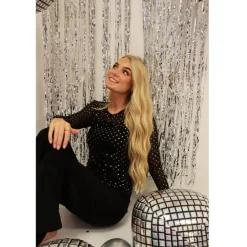 LIBERTÉ dame bluse MESH - BLACK GOLD HEART