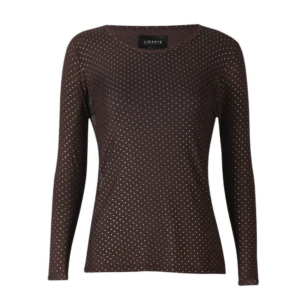 LIBERTÉ dame bluse MESH - DARK BROWN GOLD DOT