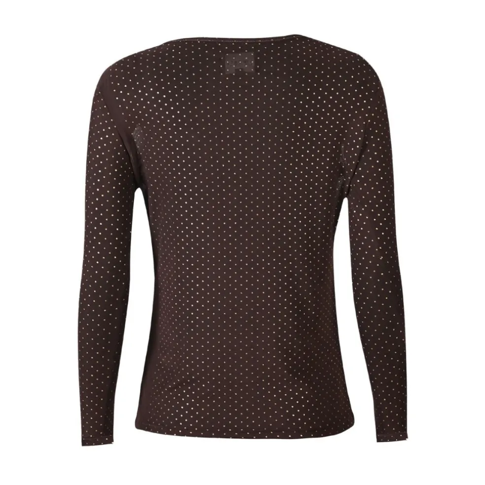 LIBERTÉ dame bluse MESH - DARK BROWN GOLD DOT