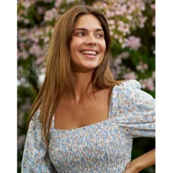 Liberté dame gro kjole 21268 - BLUE BROWN FLOWER