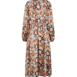 Liberté dame kjole GRAFFI - BLUE BROWN FLOWERS