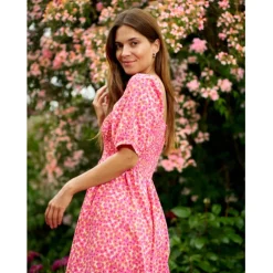 Liberté kjole gro - Pink Flower