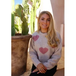 Liberte dame pullover strik FRO - IVORY ROSE HEART