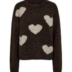Liberte dame pullover strik FRO - CHOCOLATE IVORY HEART