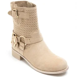 Malou dame bikerstøvler 9636A - Beige