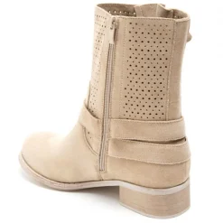 Malou dame bikerstøvler 9636A - Beige