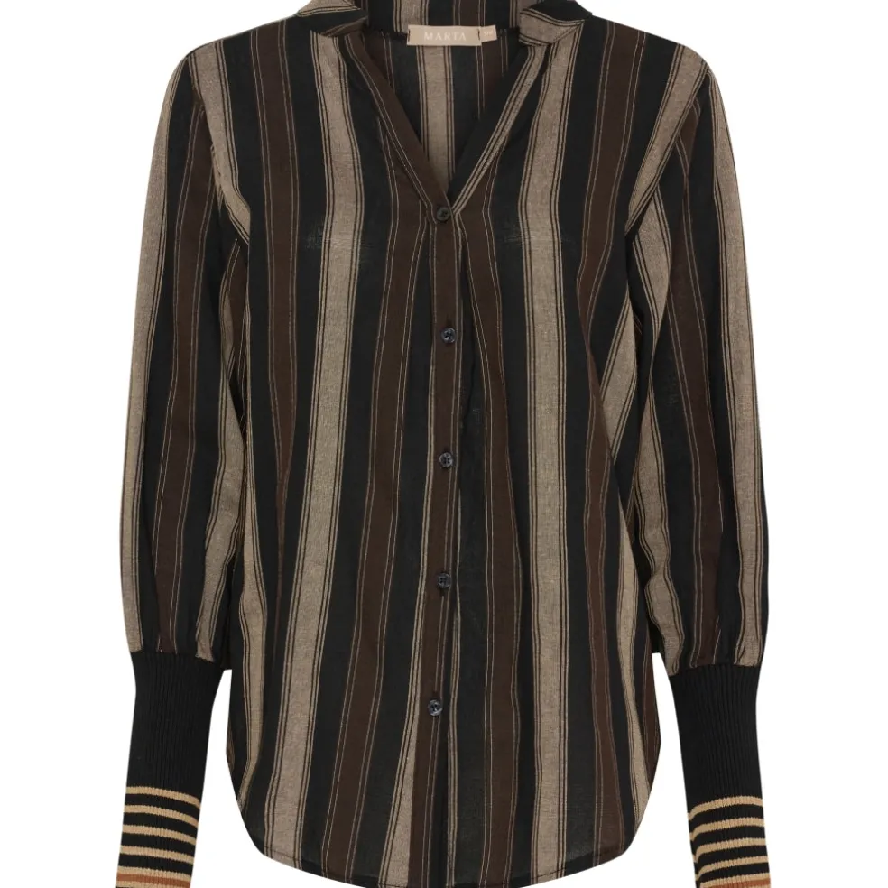 Marta du Chateau dame skjorte MdcPeyton 25161 - Black/Camello2