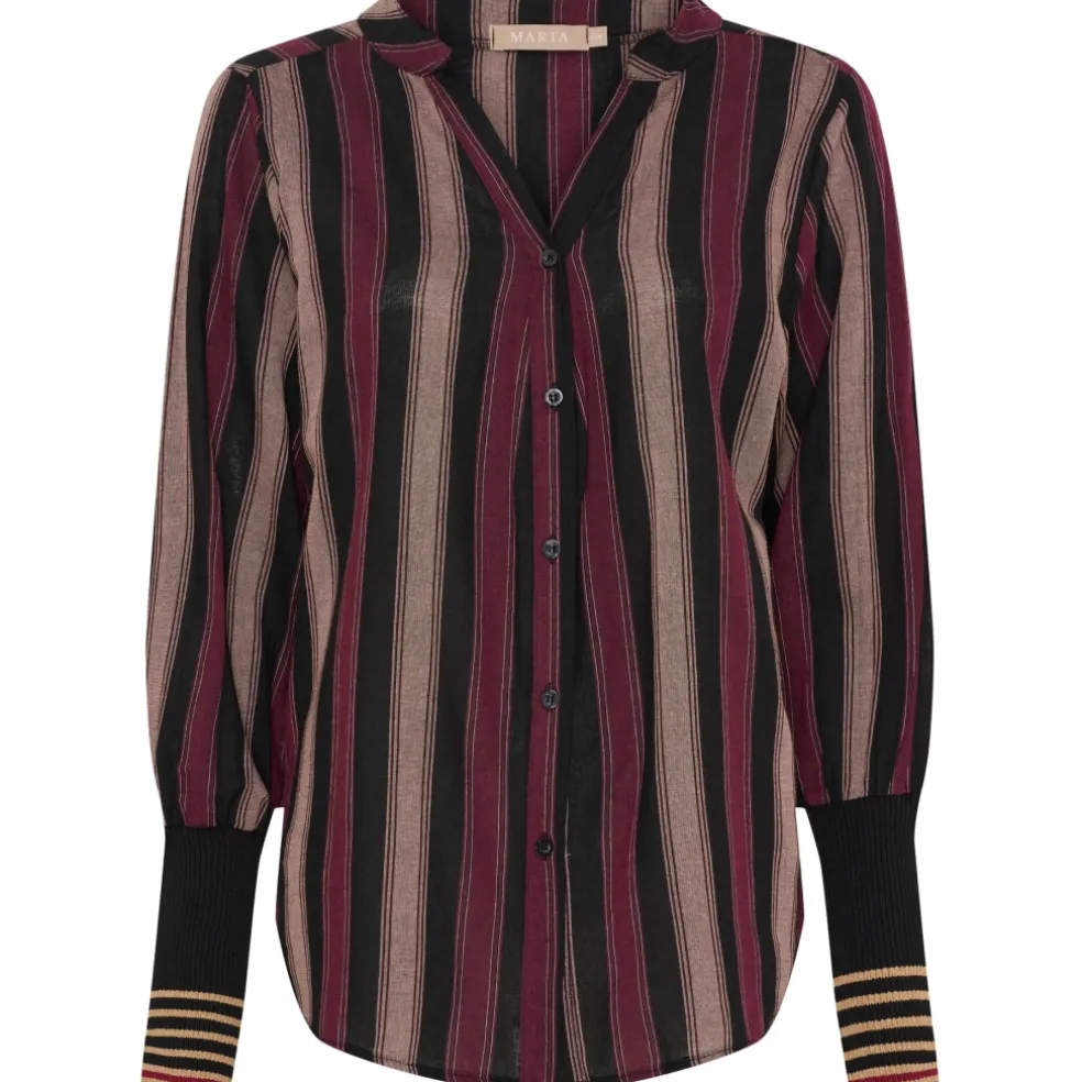 Marta du Chateau dame skjorte MdcPeyton 25161 - Black/Bordeaux1