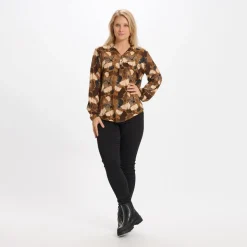 Marta Du Chateau dame skjorte - 8128 - Fango/black