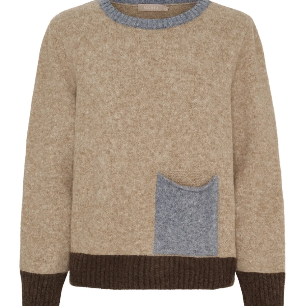 Marta du Chateau dame strik MdcElora KN8031 - Camel Denim