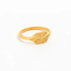 Muun Studios Sun signet Retangle Ring 18K Guldbelagt R060 - Guld