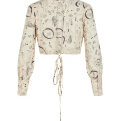 Object dame bluse OBJGADDI - Sandshell Graphic