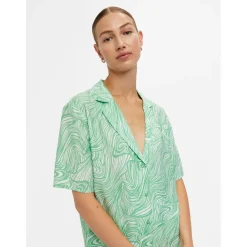 Object dame skjorte OBJTYLLAH - Absinthe Green Cloud dancer