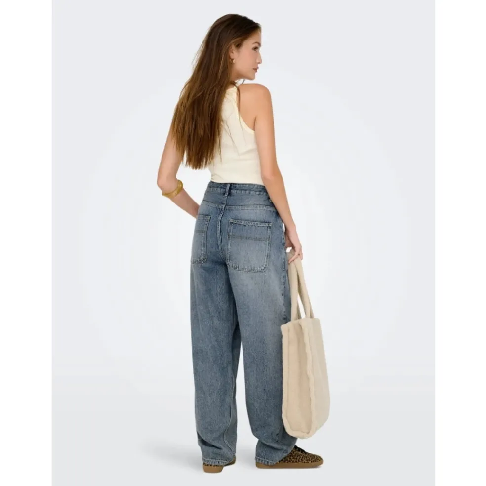 ONLGIA MID LOOSE BAGGY DNM DOT413 - Medium blue denim