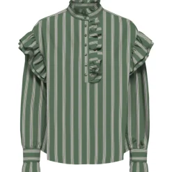 ONLY dame bluse ONLMALOU - Hedge Green PINK LADY + BONE WHITE