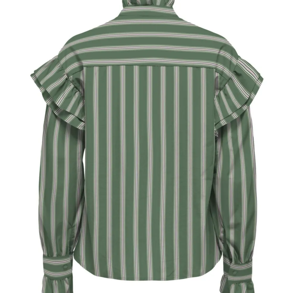 ONLY dame bluse ONLMALOU - Hedge Green PINK LADY + BONE WHITE