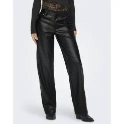 ONLY Dame Bukser FAUX LEATHER ONLKIRI - Black