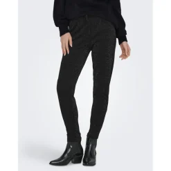 ONLY dame bukser ONLPOPTRASH-ALYA - Black Silver lurex