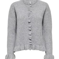 ONLY DAME CARDIGAN ONLRIMA - Light Grey Melange Button