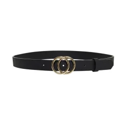 ONLY DAME FAUX LÆDER BÆLTE ONLRASMI - BLACK/SHINY GOLD BUCKLE
