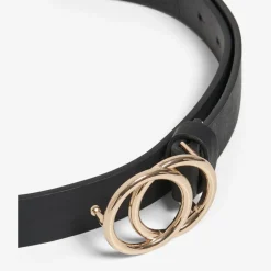 ONLY DAME FAUX LÆDER BÆLTE ONLRASMI - BLACK/SHINY GOLD BUCKLE