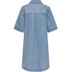 ONLY dame kjole ONLASTA - Light Blue Denim STRIPE