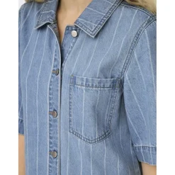 ONLY dame kjole ONLASTA - Light Blue Denim STRIPE