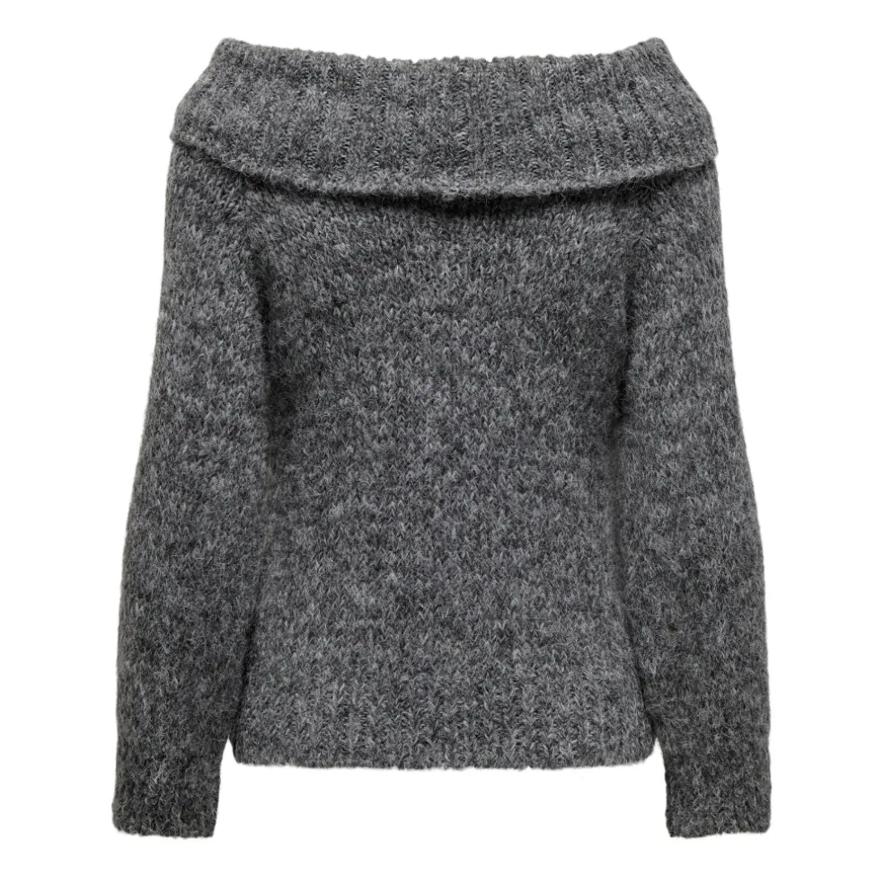 ONLY dame off shoulder strik ONLMARIE - Medium grey melange