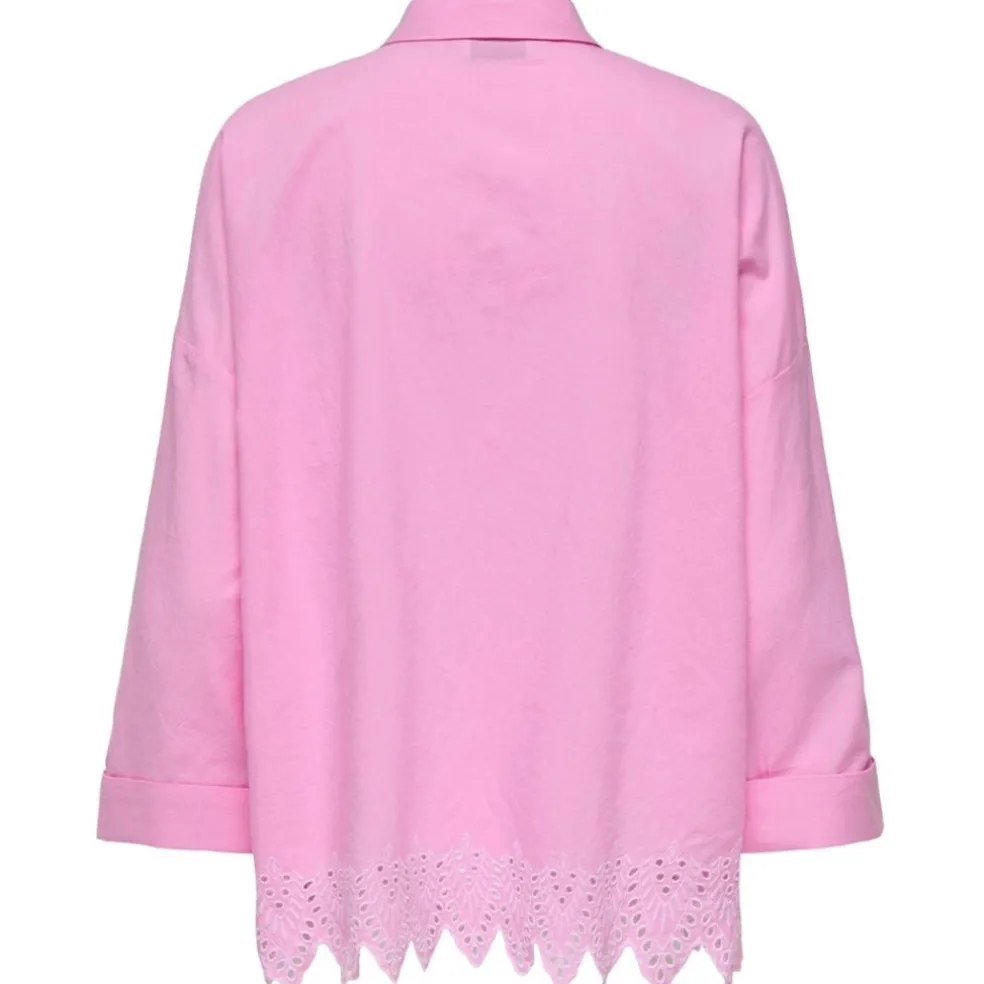 ONLY dame skjorte ONLGRACES - Fuchsia Pink BRIGHT WHITE EMB.