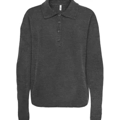 ONLY Dame Strik Polo ONLTALIO - Dark Grey Melange Detail:DTM Horn Button