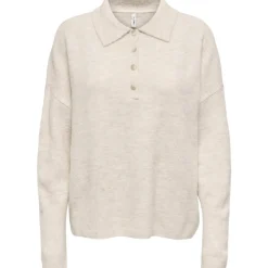 ONLY Dame Strik Polo ONLTALIO - Whitecap Gray Detail:Melange/DTM Horn Button