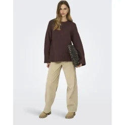 Only dame strik trøje ONLMAGGIE - Seal Brown