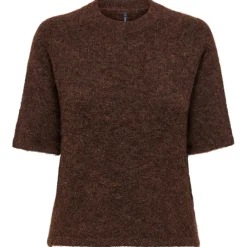 Only dame striktrøje ONLAZU - Seal Brown
